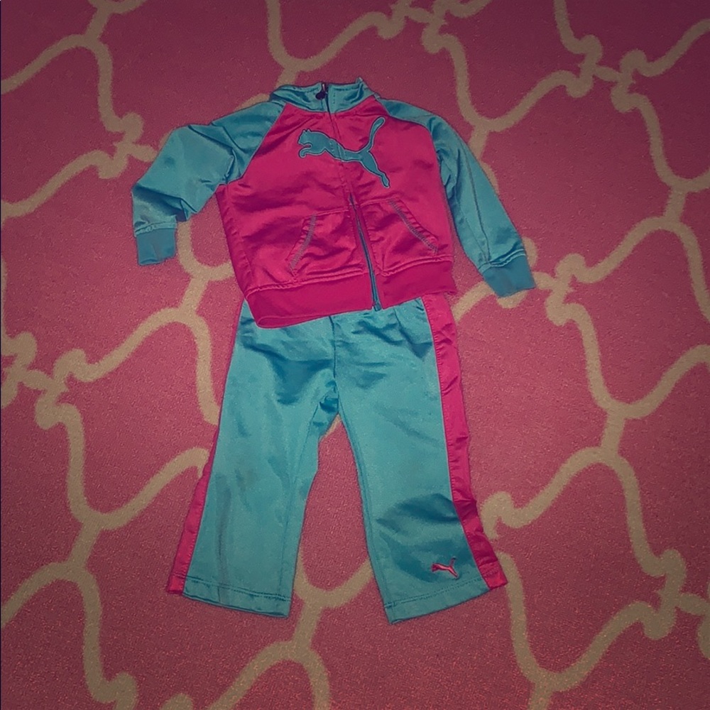 💕pink and aqua PUMA 18 month track suit girls